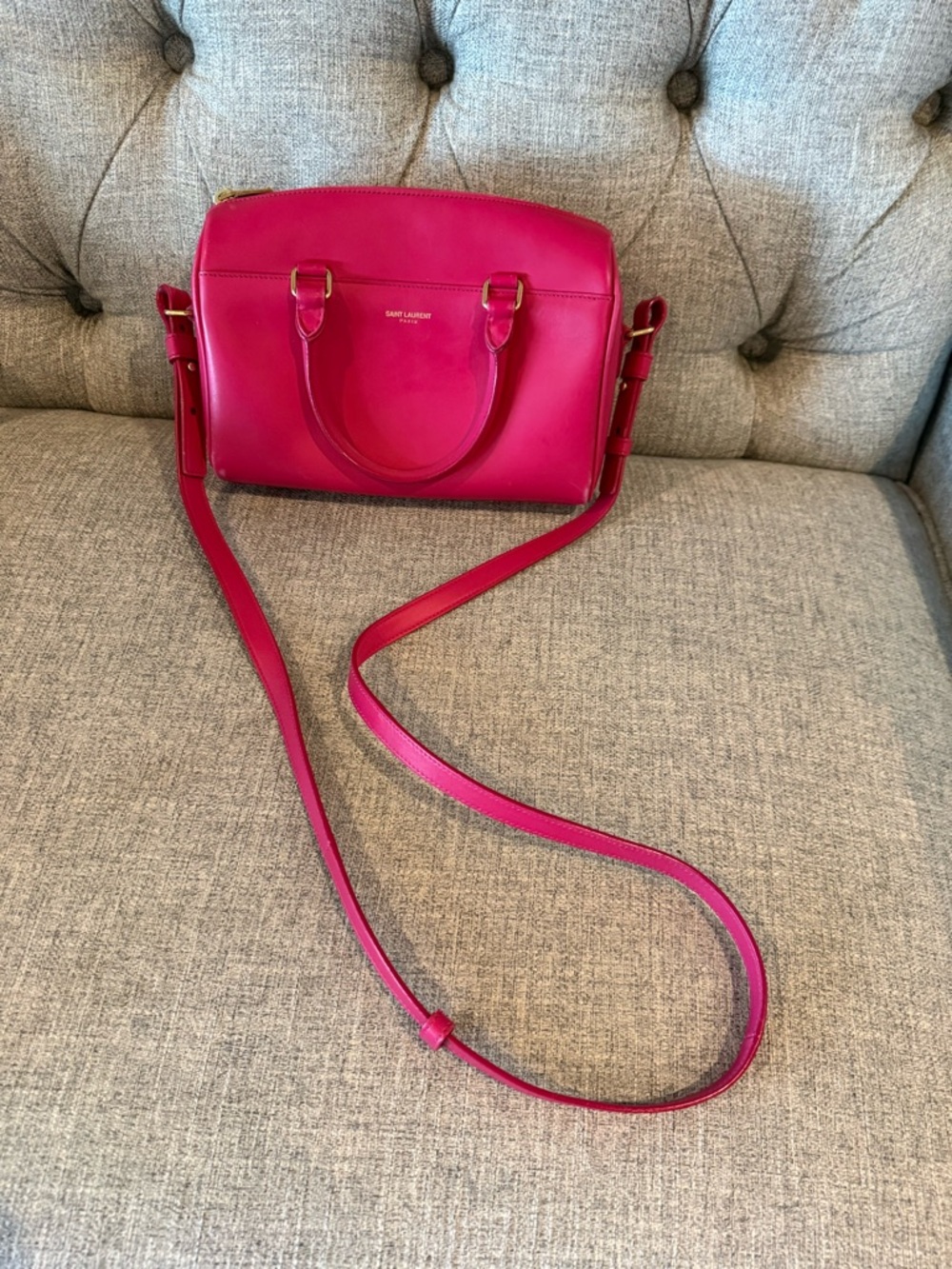 Saint Laurent Hot Pink Leather Baby Duffle